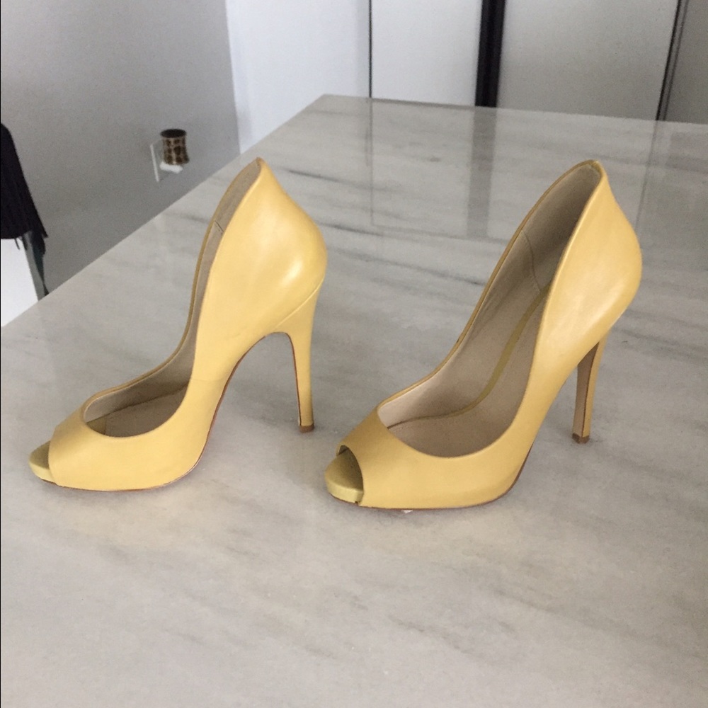 COPY - Also mustard leather peep toe pumps. Never worn